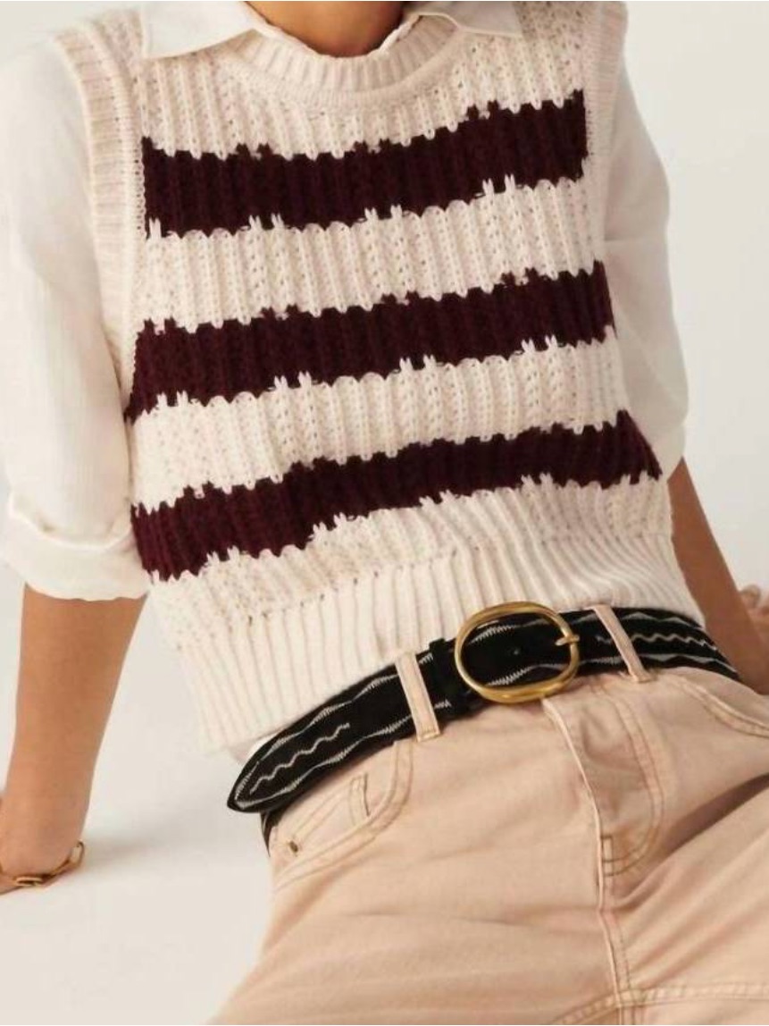 Ba&Sh Soju Sweater Vest In Cream/Wine